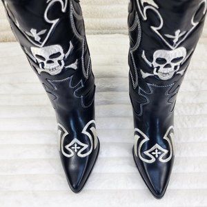 Ghost Rider Embroidered Skull & Bones Cowboy Boots New never worn still in box.
